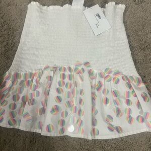 QUEEN OF SPARKLES White Skirt with Rainbow Accents
